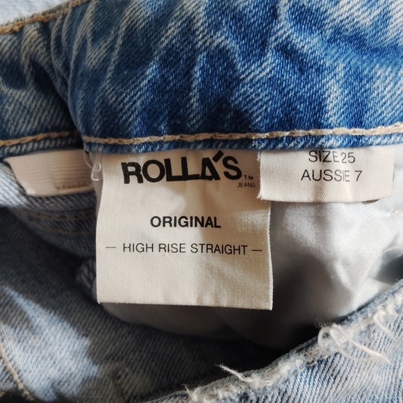 Rolla's Original Straight Faded Light Wash Distressed High Rise Jeans Size 25 - Picture 5 of 7
